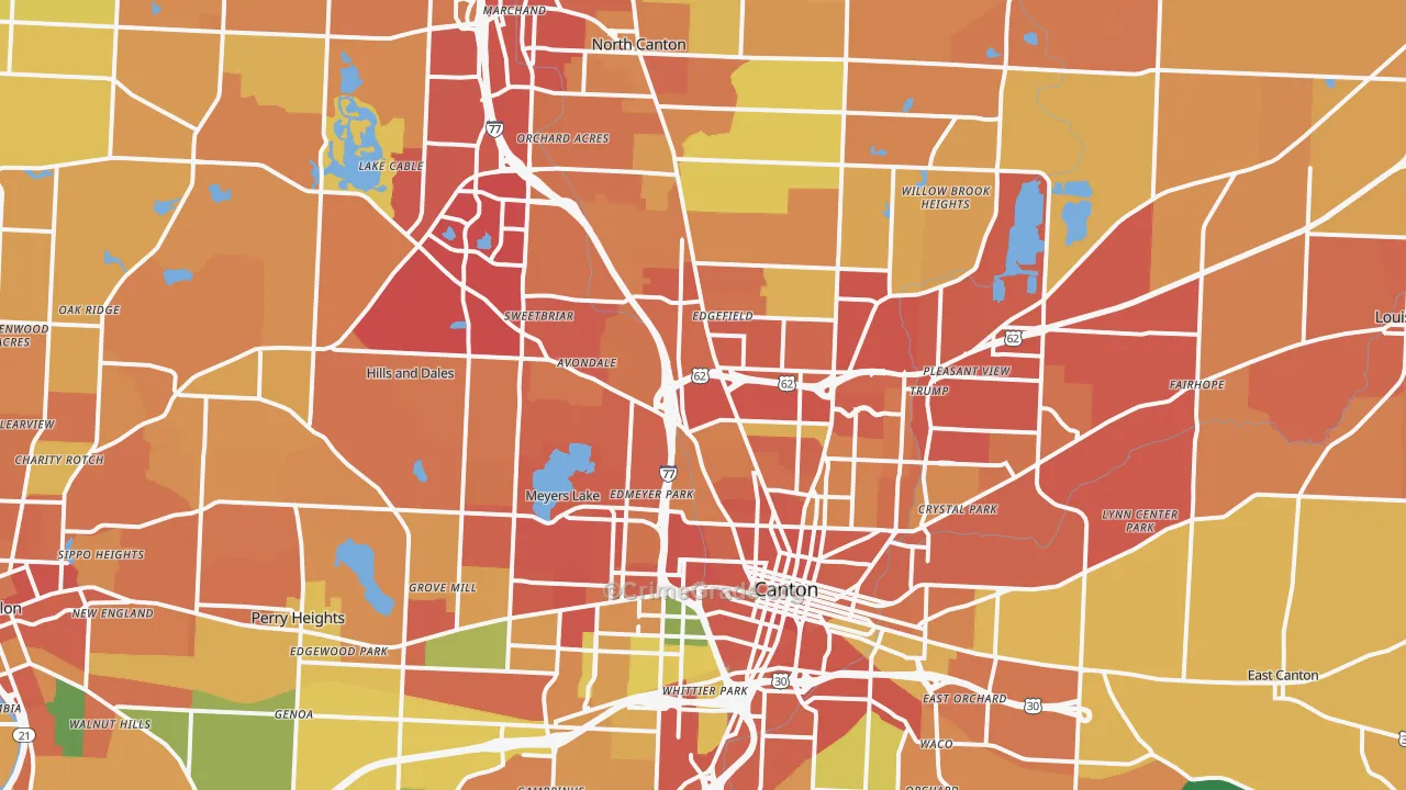 Canton, OH Map of Theft Rates