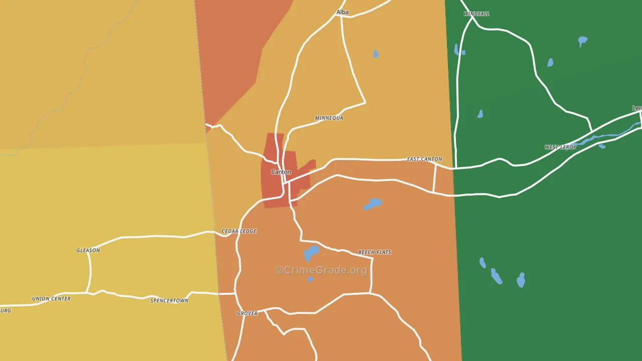 Canton, PA Map of Theft Rates