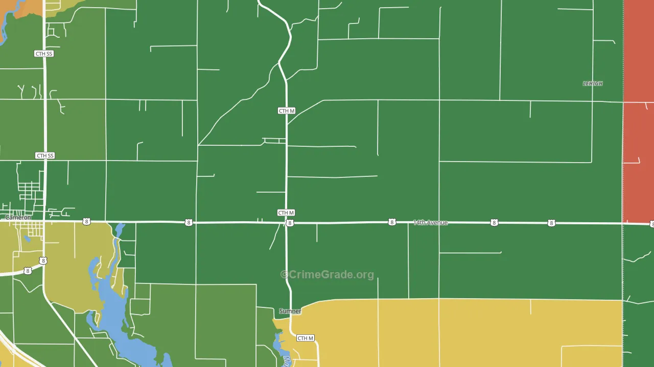 Canton, WI Map of Theft Rates