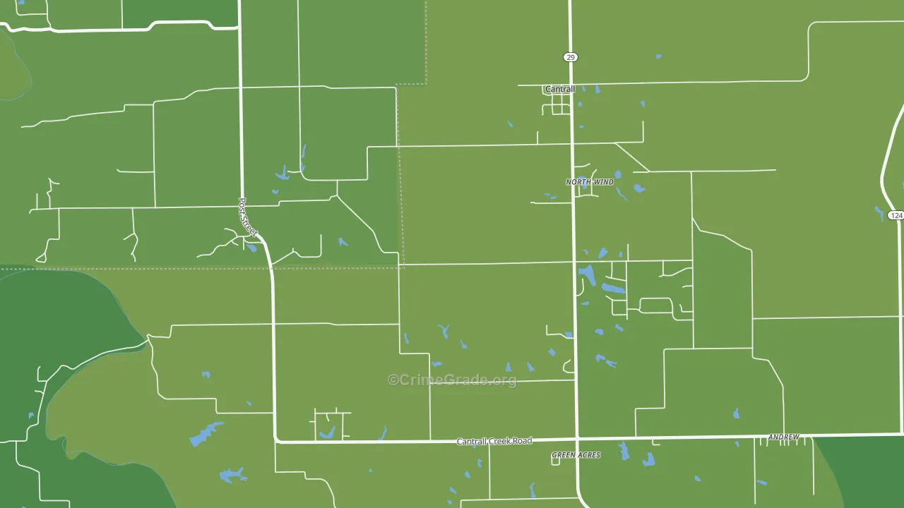 Cantrall, IL Map of Theft Rates