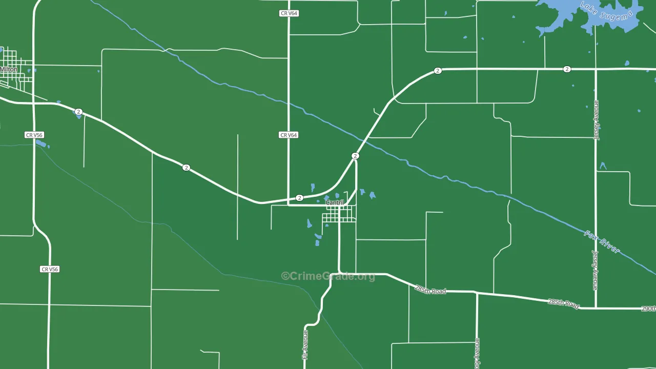 Cantril, IA Map of Theft Rates