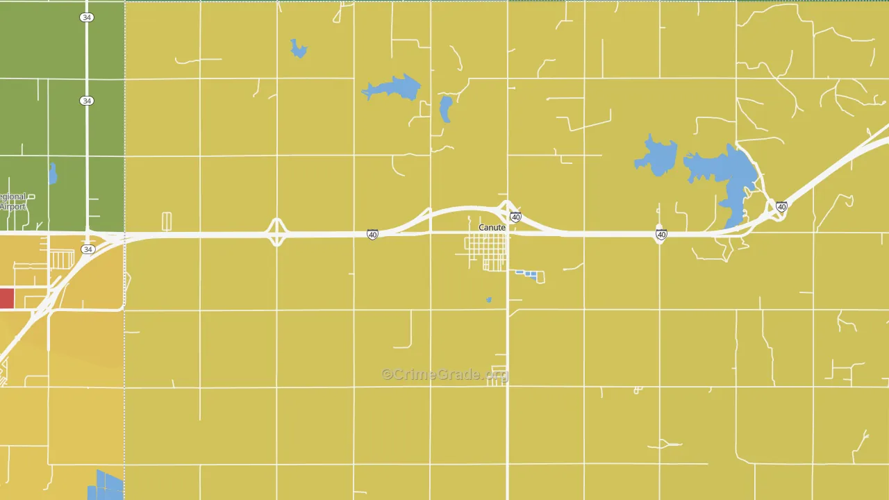 Canute, OK Map of Theft Rates