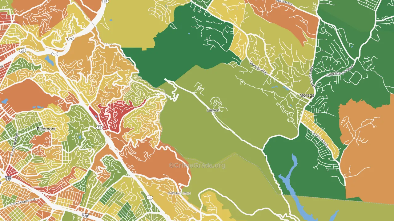 Canyon, CA Map of Theft Rates