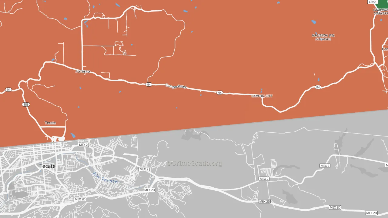 Canyon City, CA Map of Theft Rates
