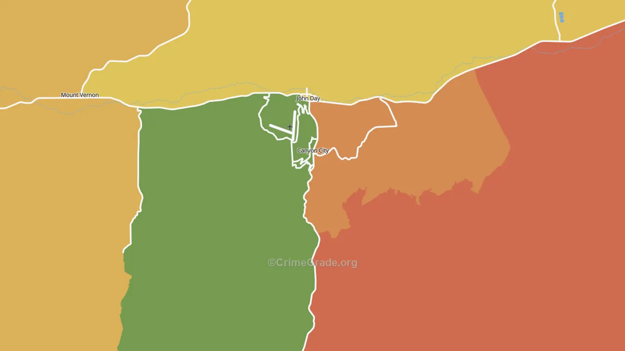 Canyon City, OR Map of Theft Rates