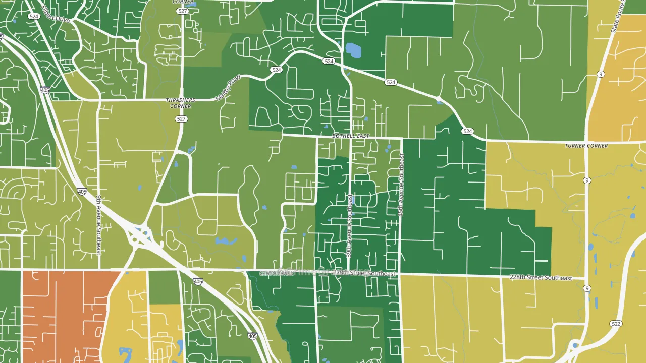 Canyon Creek-39th SE, Bothell, WA Map of Theft Rates
