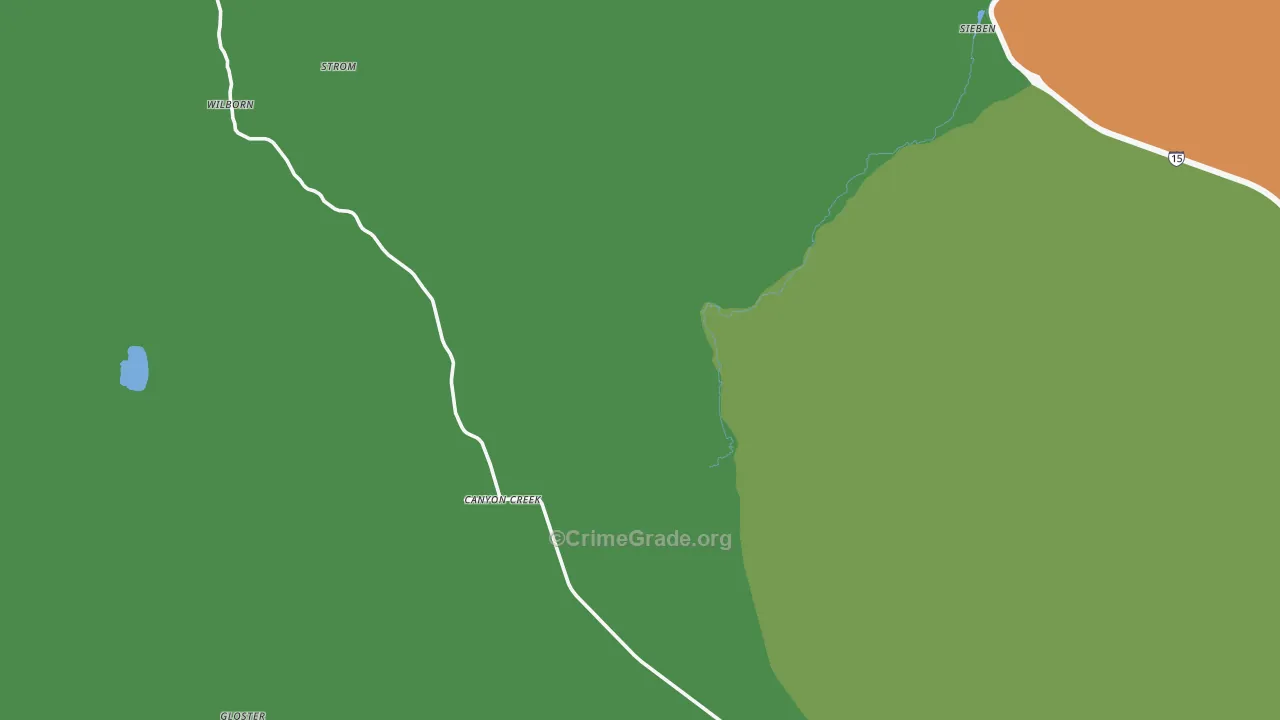 Canyon Creek, MT Map of Theft Rates