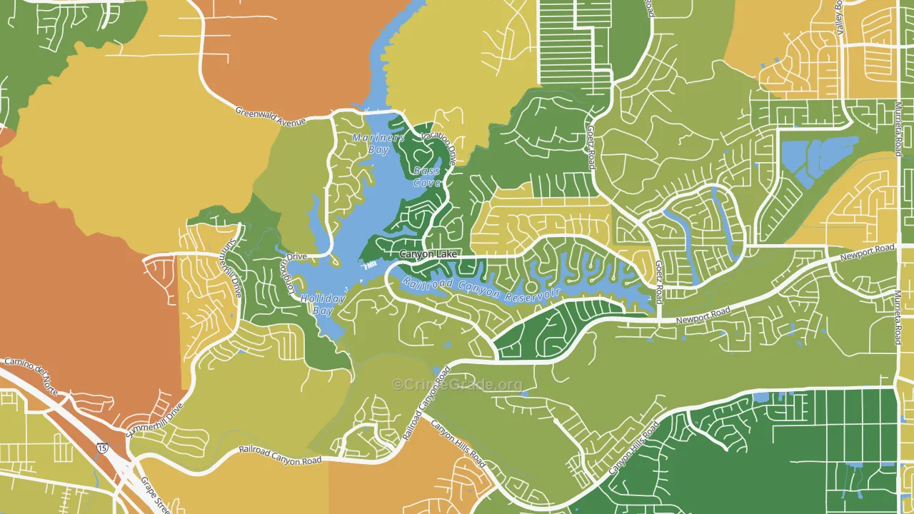 Canyon Lake, CA Map of Theft Rates
