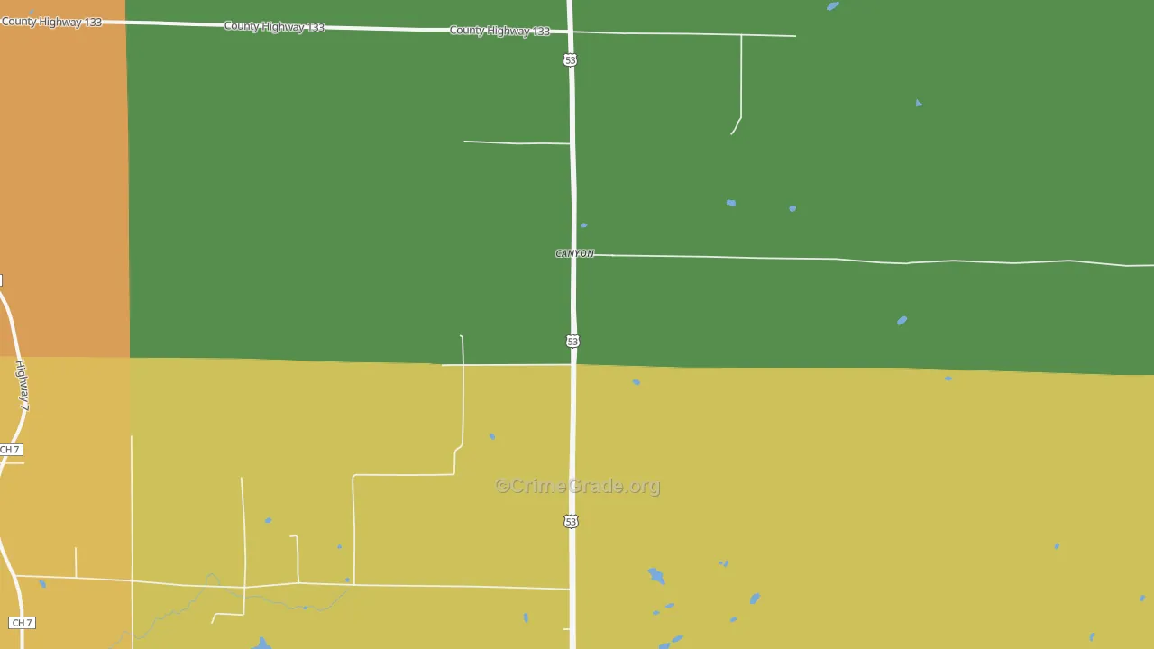 Canyon, MN Map of Theft Rates