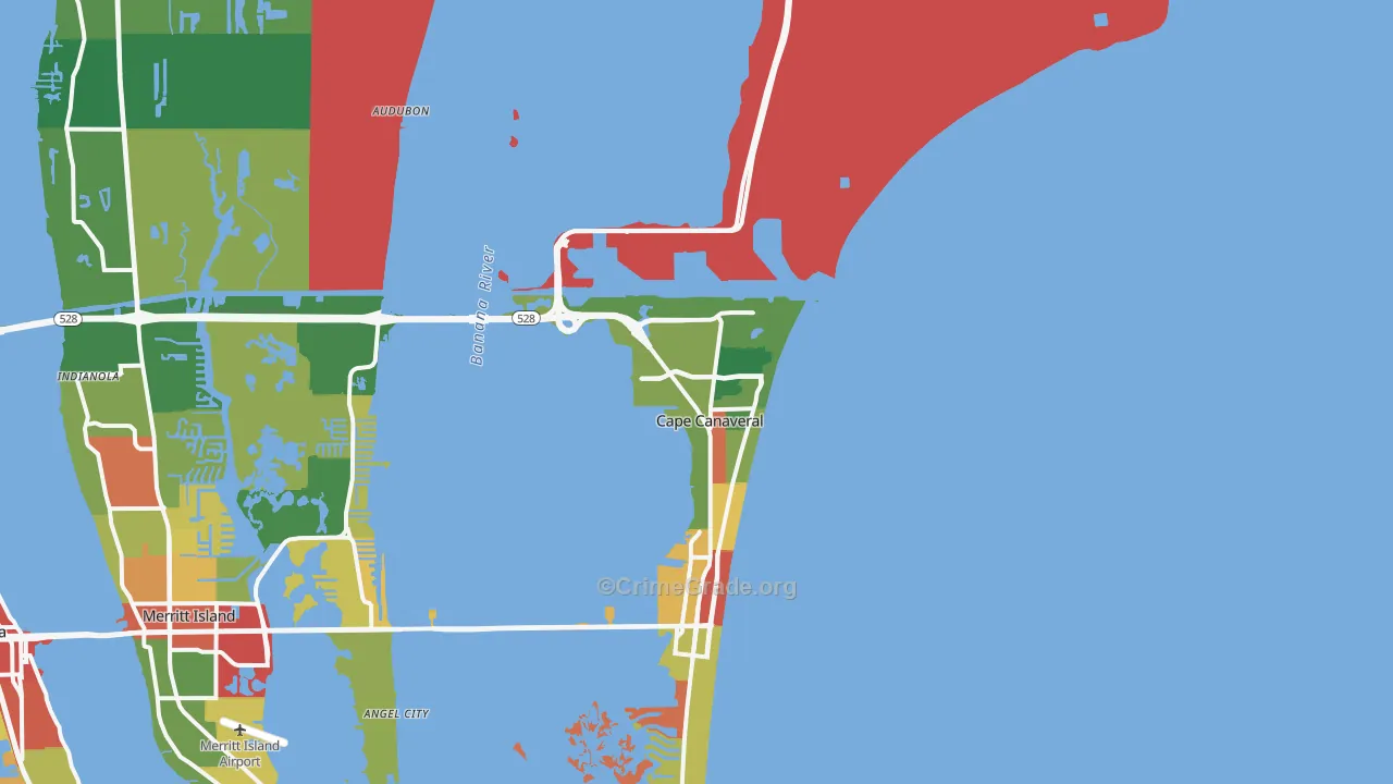 Cape Canaveral, FL Map of Theft Rates