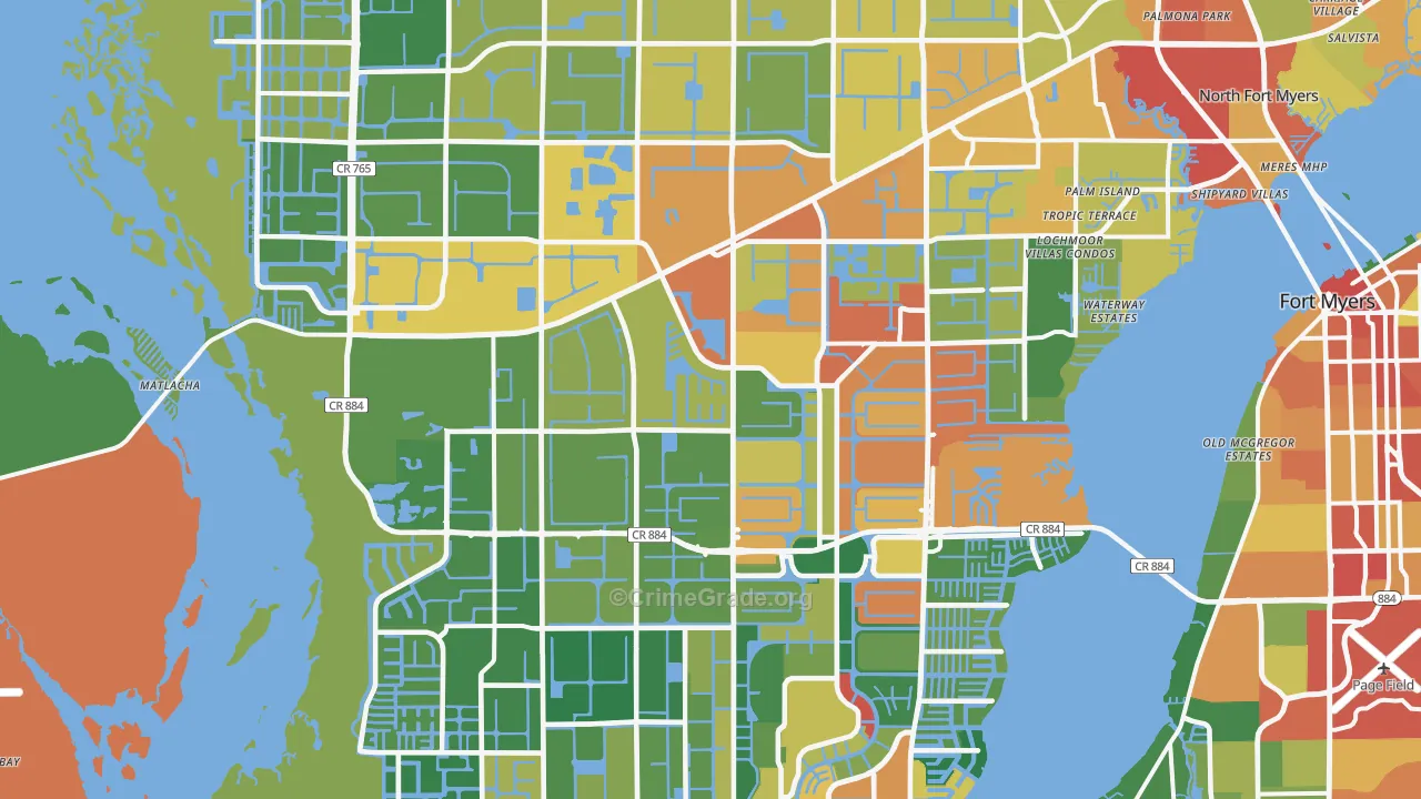 Cape Coral, FL Map of Theft Rates