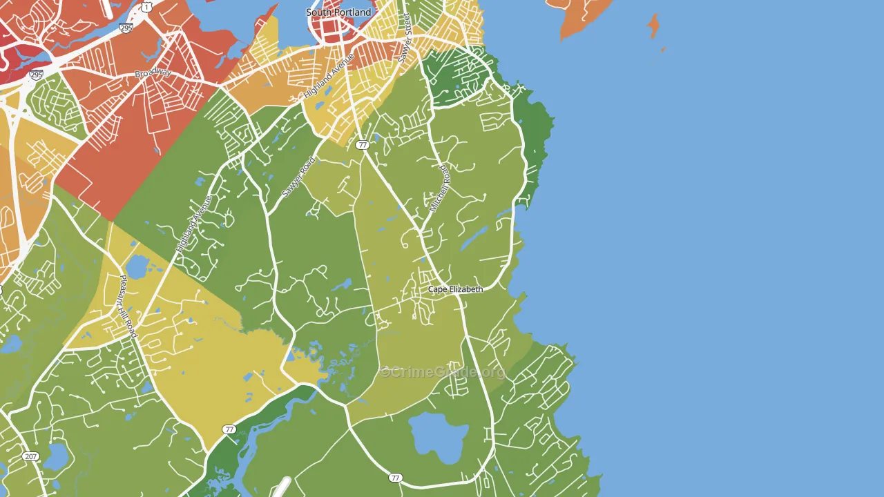 Cape Elizabeth, ME Map of Theft Rates