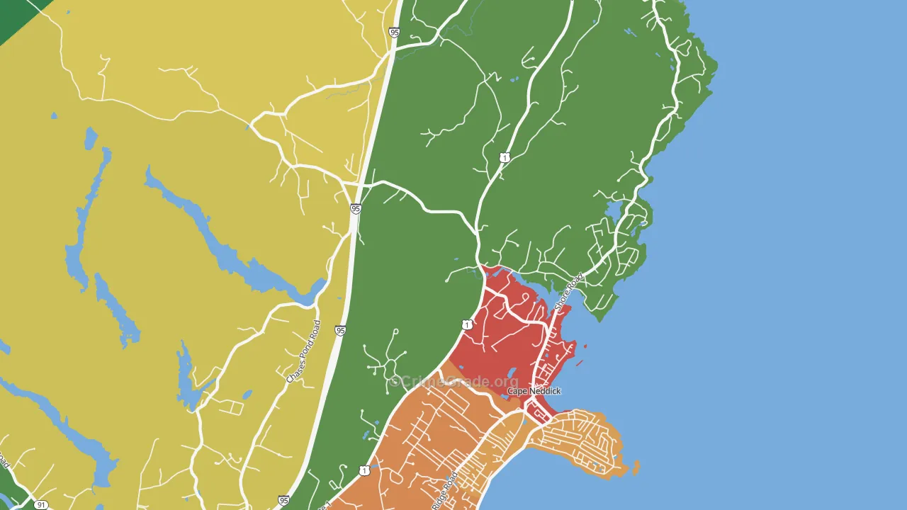 Cape Neddick, ME Map of Theft Rates