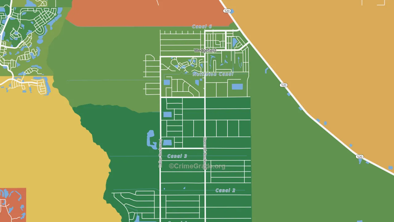 Cape Orl Estates, Wedgefield, FL Map of Theft Rates