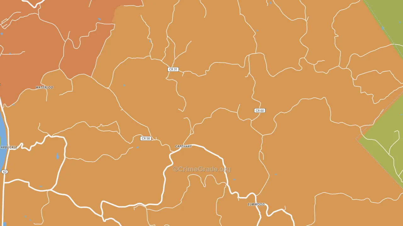Capehart, WV Map of Theft Rates