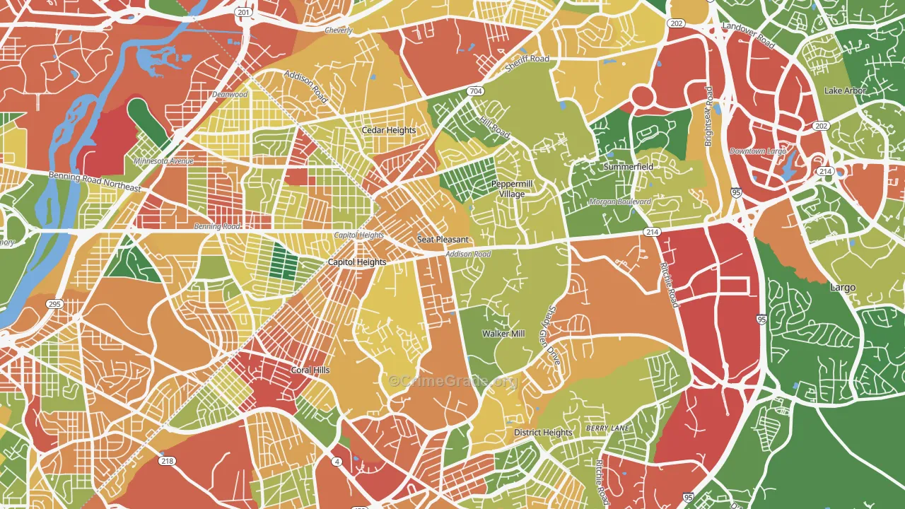 Capitol Heights, MD Map of Theft Rates