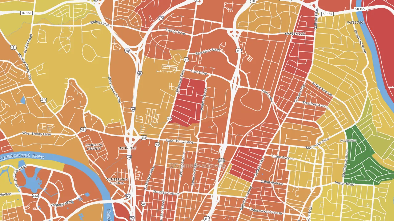 Capitol View, Nashville, TN Map of Theft Rates