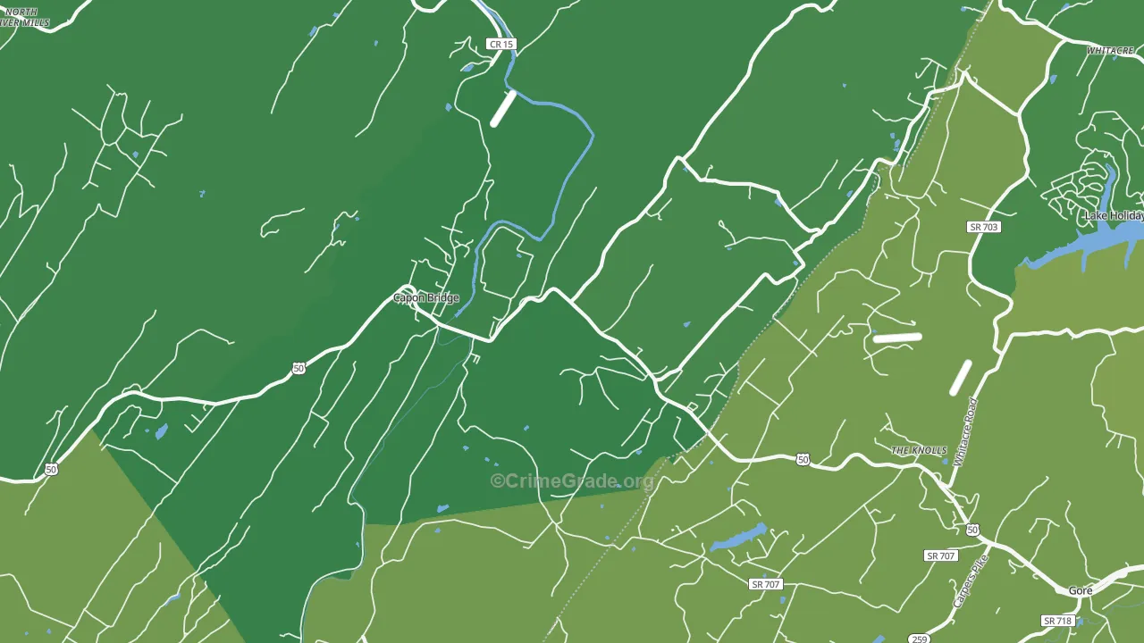 Capon Bridge, WV Map of Theft Rates