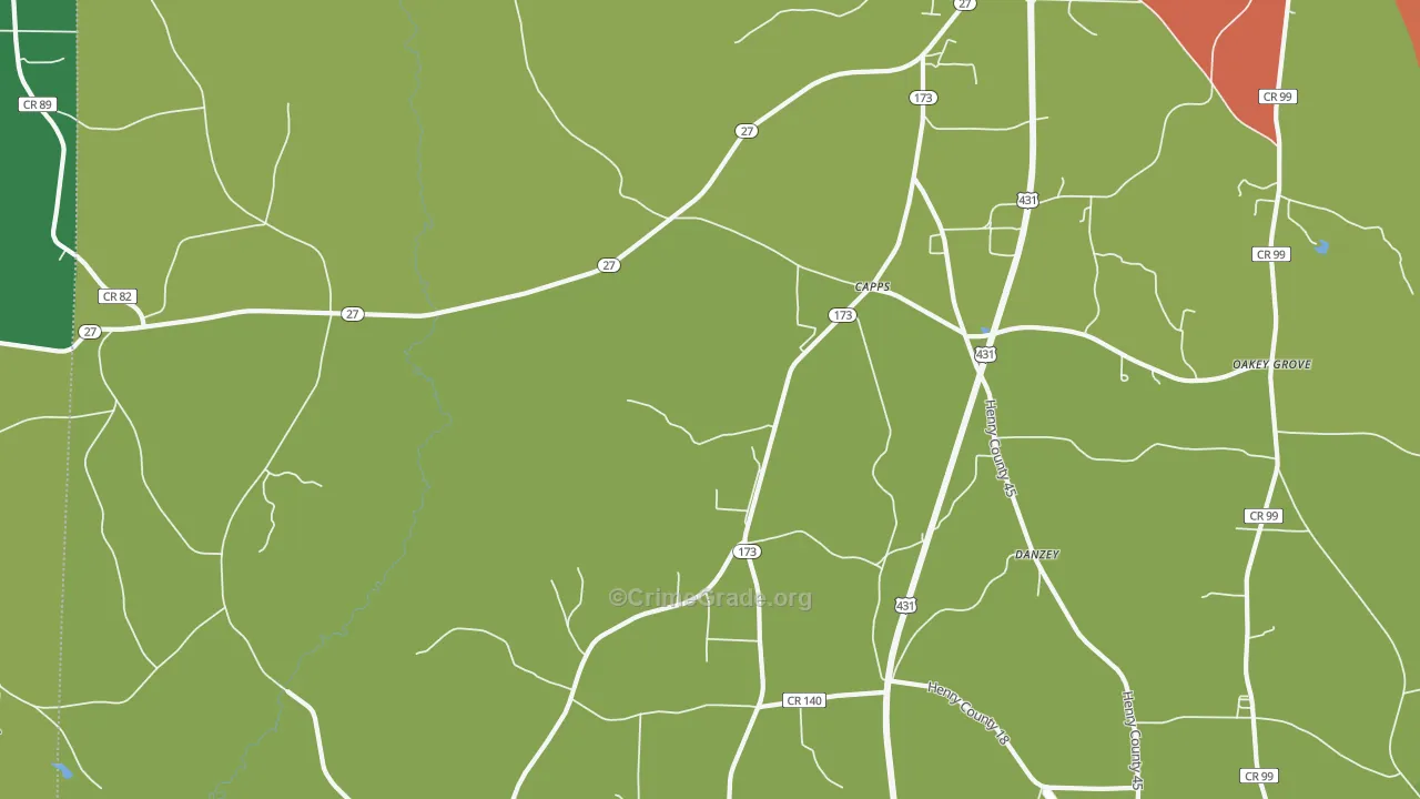 Capps, AL Map of Theft Rates
