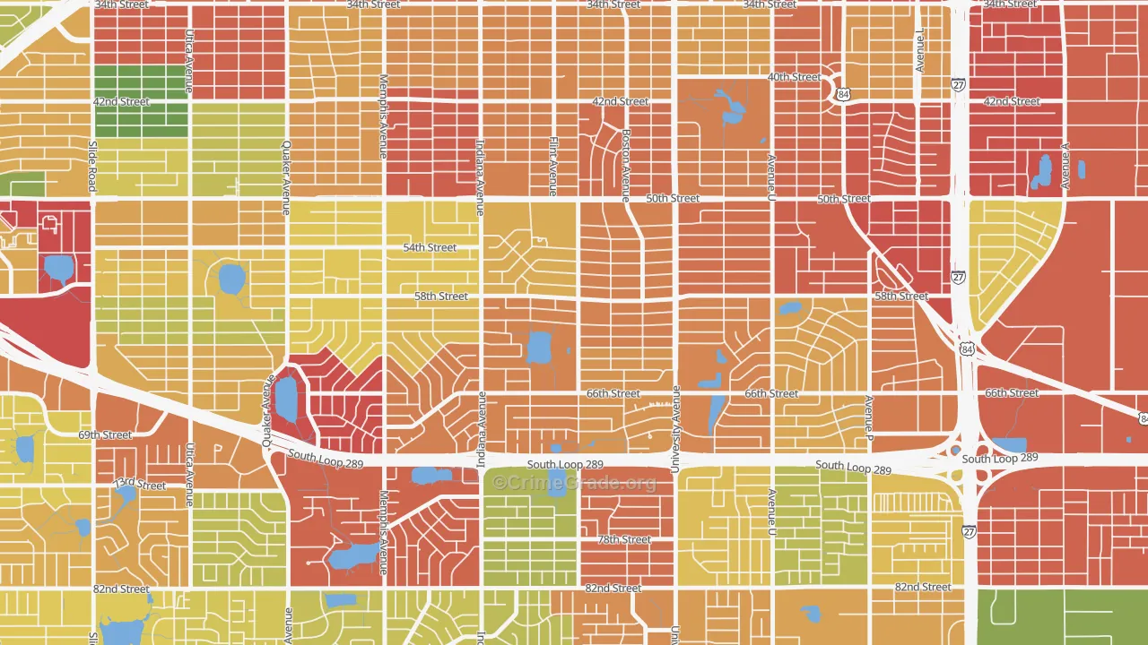 Caprock, Lubbock, TX Map of Theft Rates