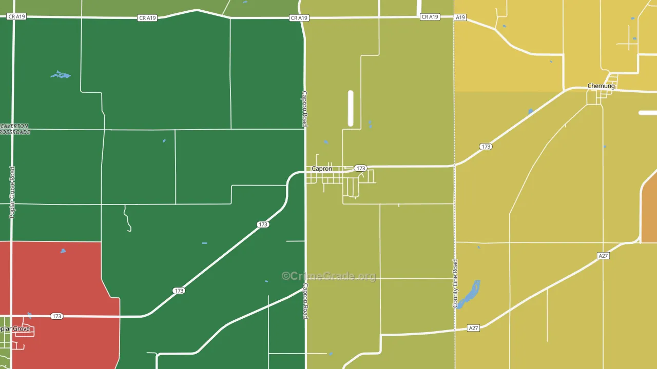 Capron, IL Map of Theft Rates
