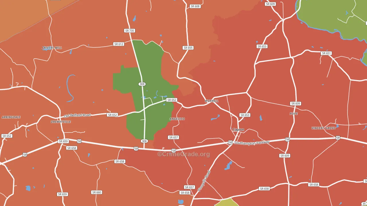 Capron, VA Map of Theft Rates
