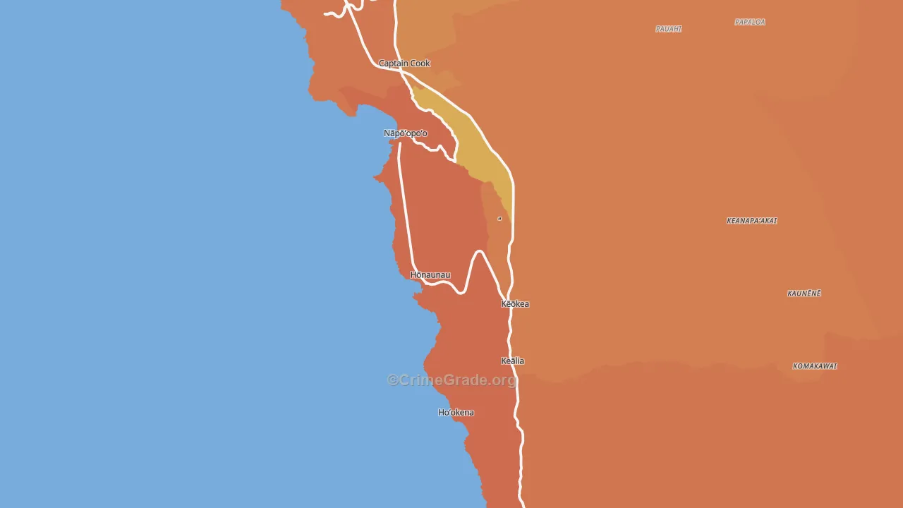 Captain Cook, HI Map of Theft Rates