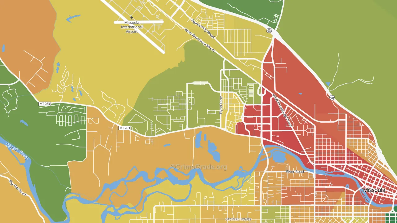 Captain John Mullan, Missoula, MT Map of Theft Rates