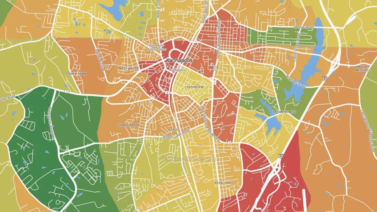 Car Town, Kannapolis, NC Map of Theft Rates