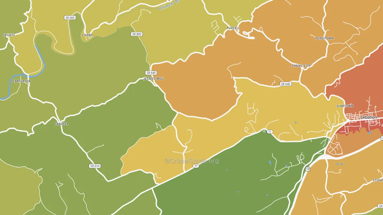 Carbo, VA Map of Theft Rates