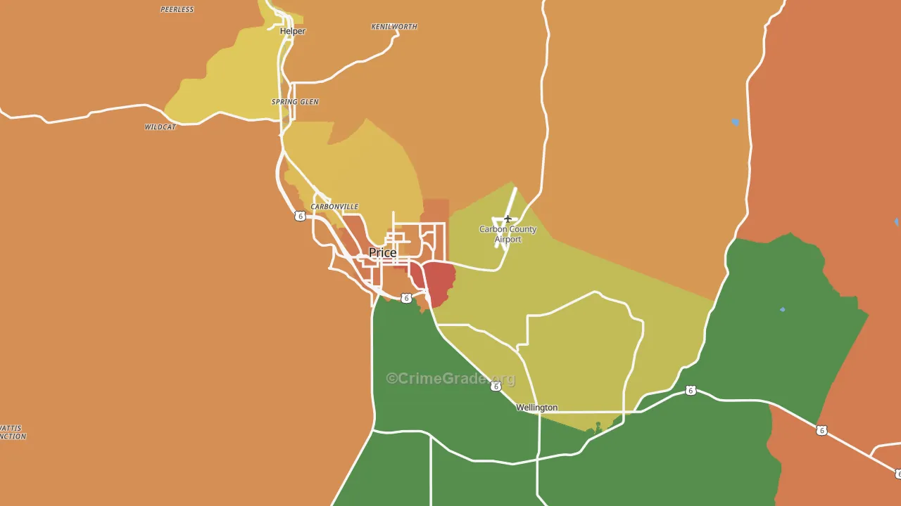 Carbon County, UT Map of Theft Rates