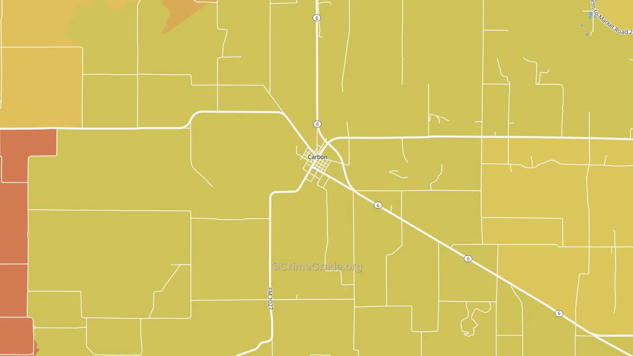 Carbon, TX Map of Theft Rates