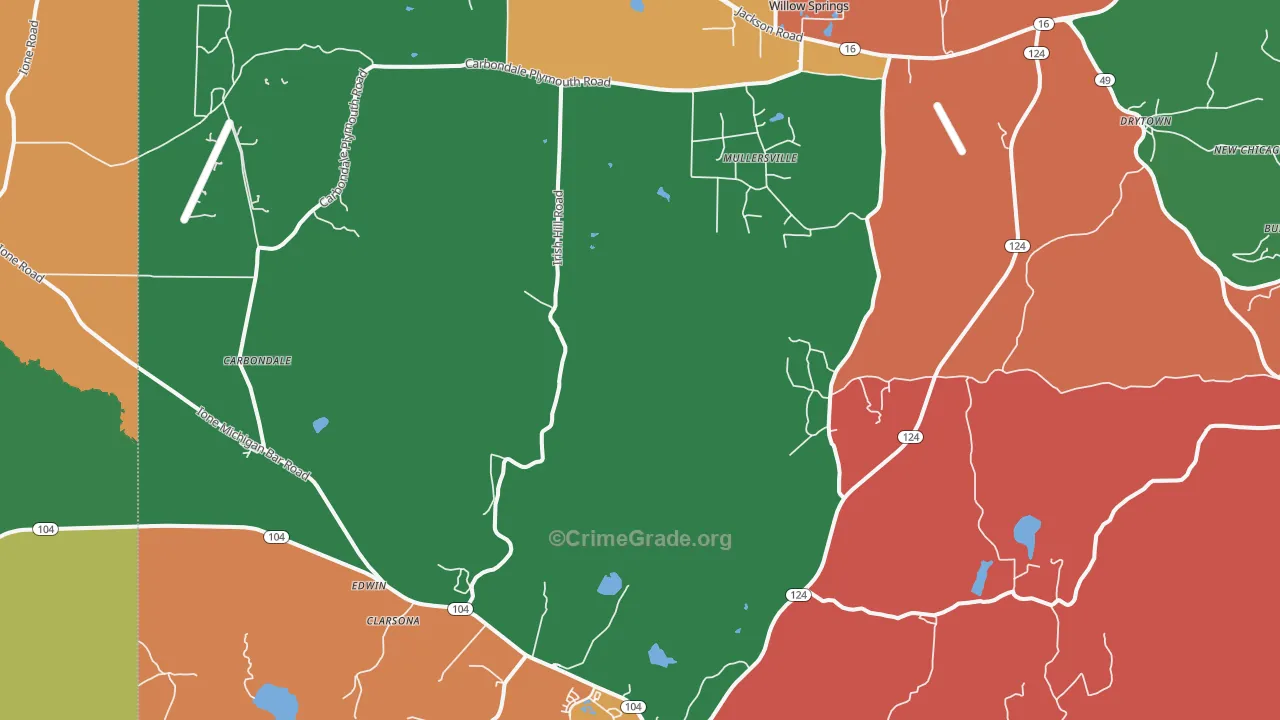 Carbondale, CA Map of Theft Rates