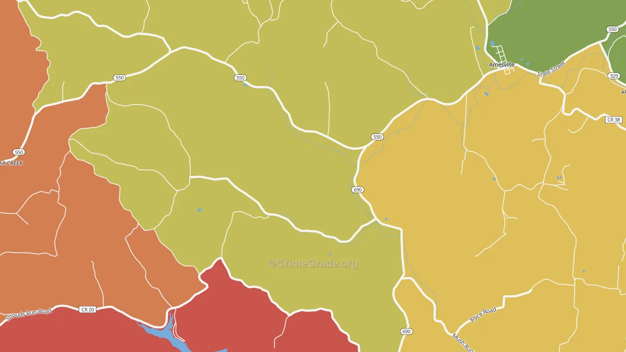 Carbondale, OH Map of Theft Rates