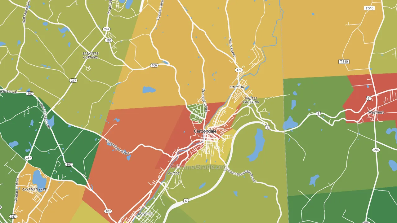 Carbondale, PA Map of Theft Rates