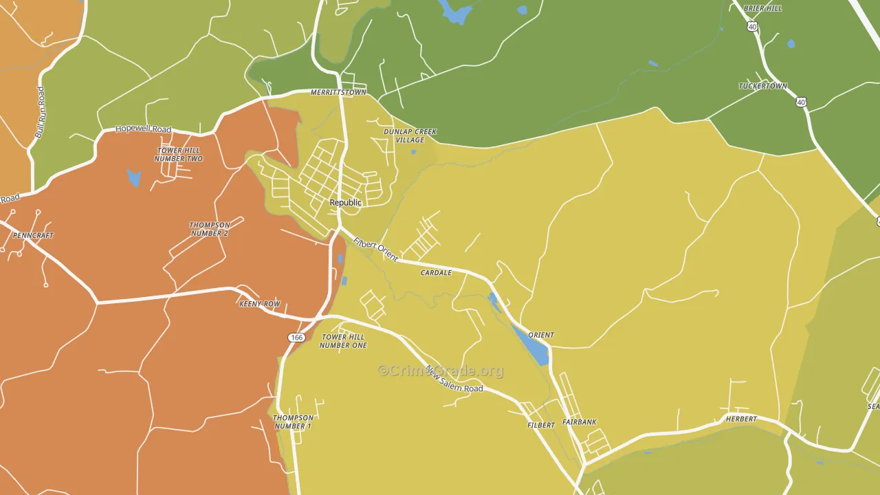 Cardale, PA Map of Theft Rates