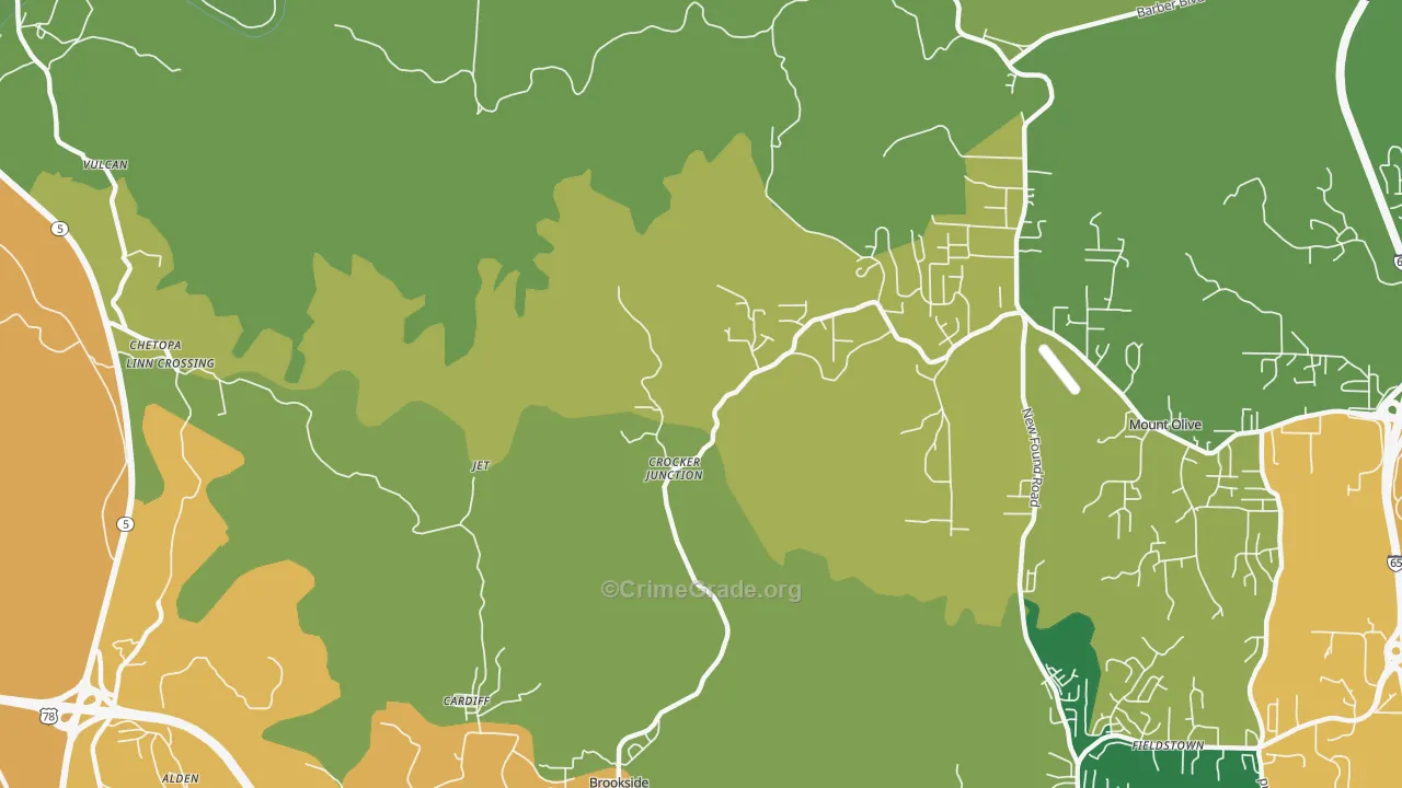 Cardiff, AL Map of Theft Rates