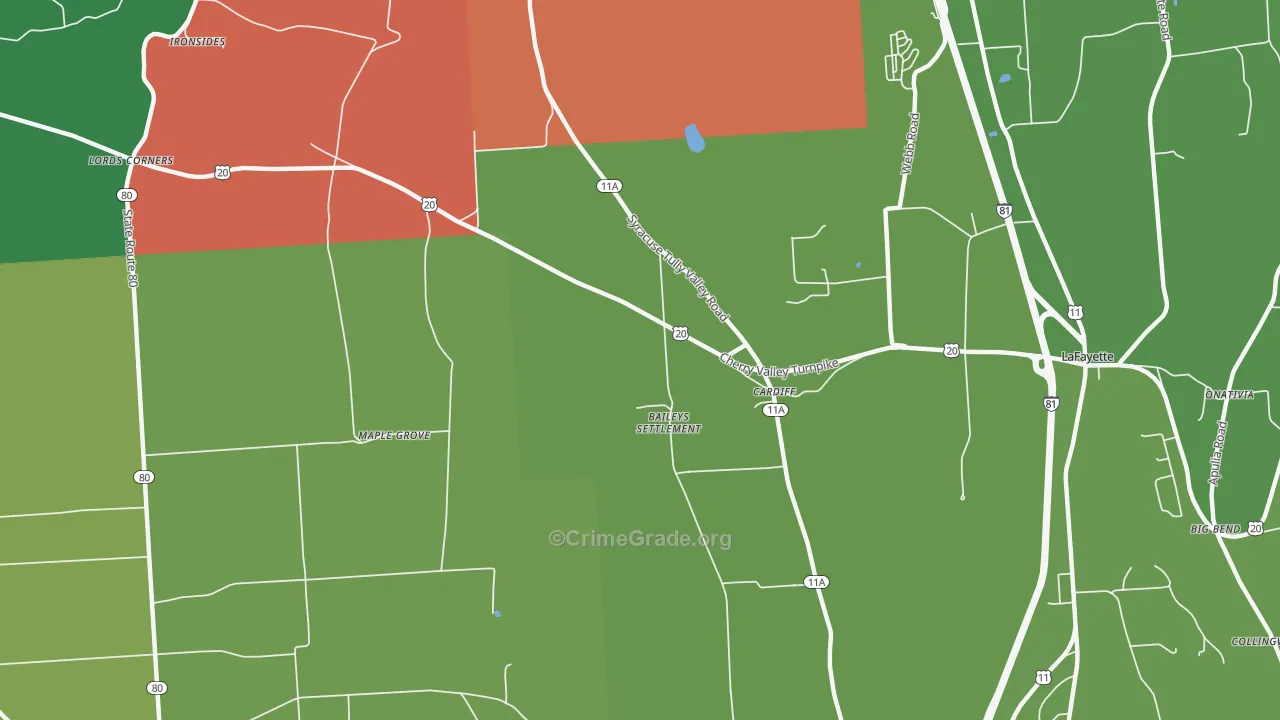 Cardiff, NY Map of Theft Rates