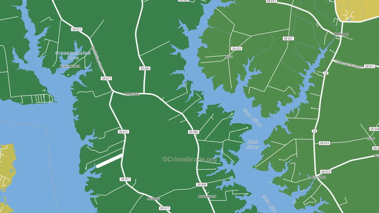 Cardinal, VA Map of Theft Rates