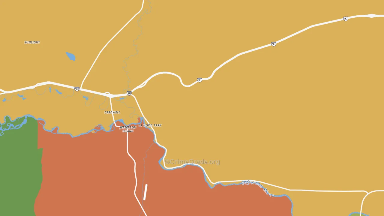 Cardwell, MT Map of Theft Rates