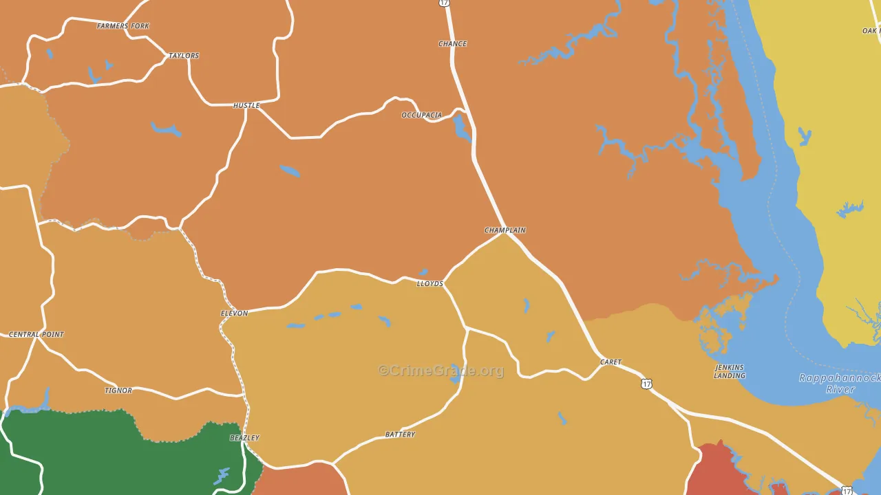 Caret, VA Map of Theft Rates