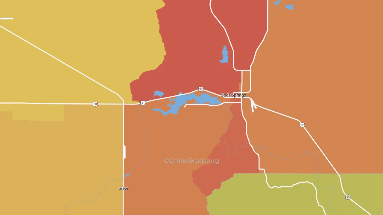 Caribou County, ID Map of Theft Rates