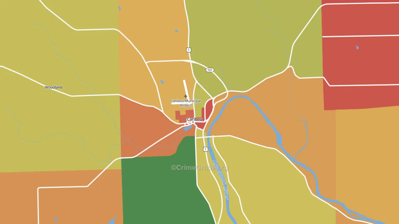 Caribou, ME Map of Theft Rates