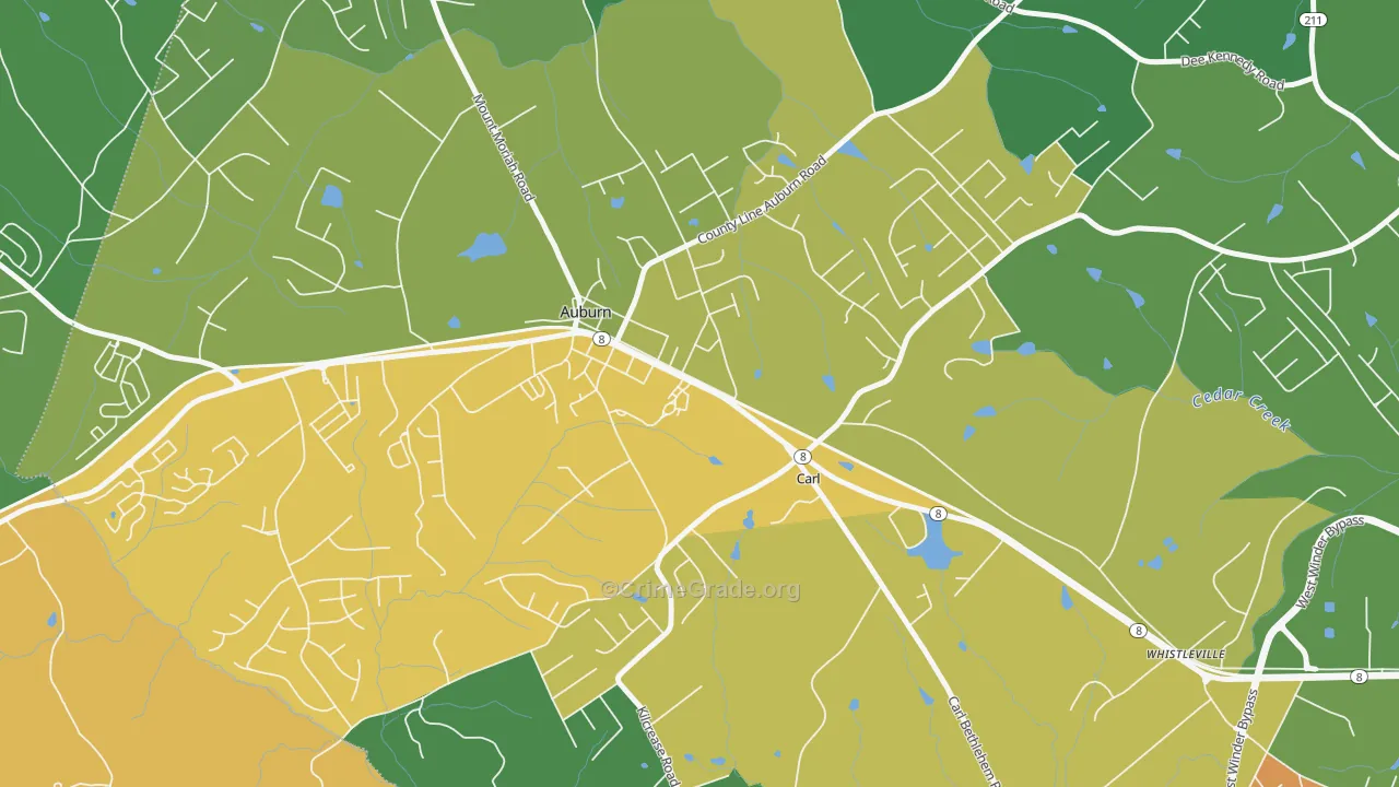 Carl, GA Map of Theft Rates