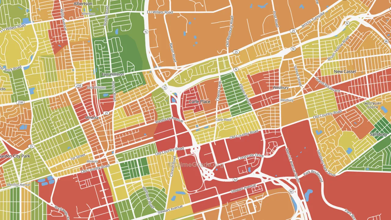 Carle Place, NY Map of Theft Rates