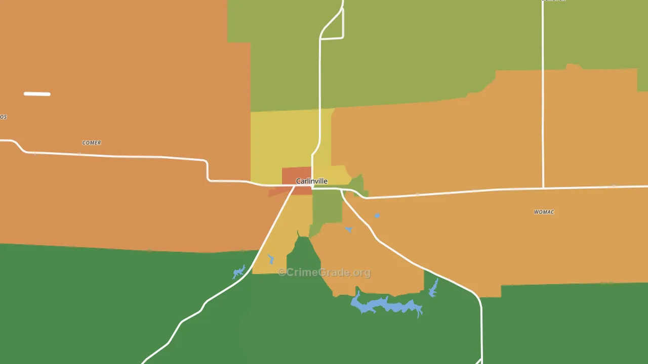 Carlinville, IL Map of Theft Rates