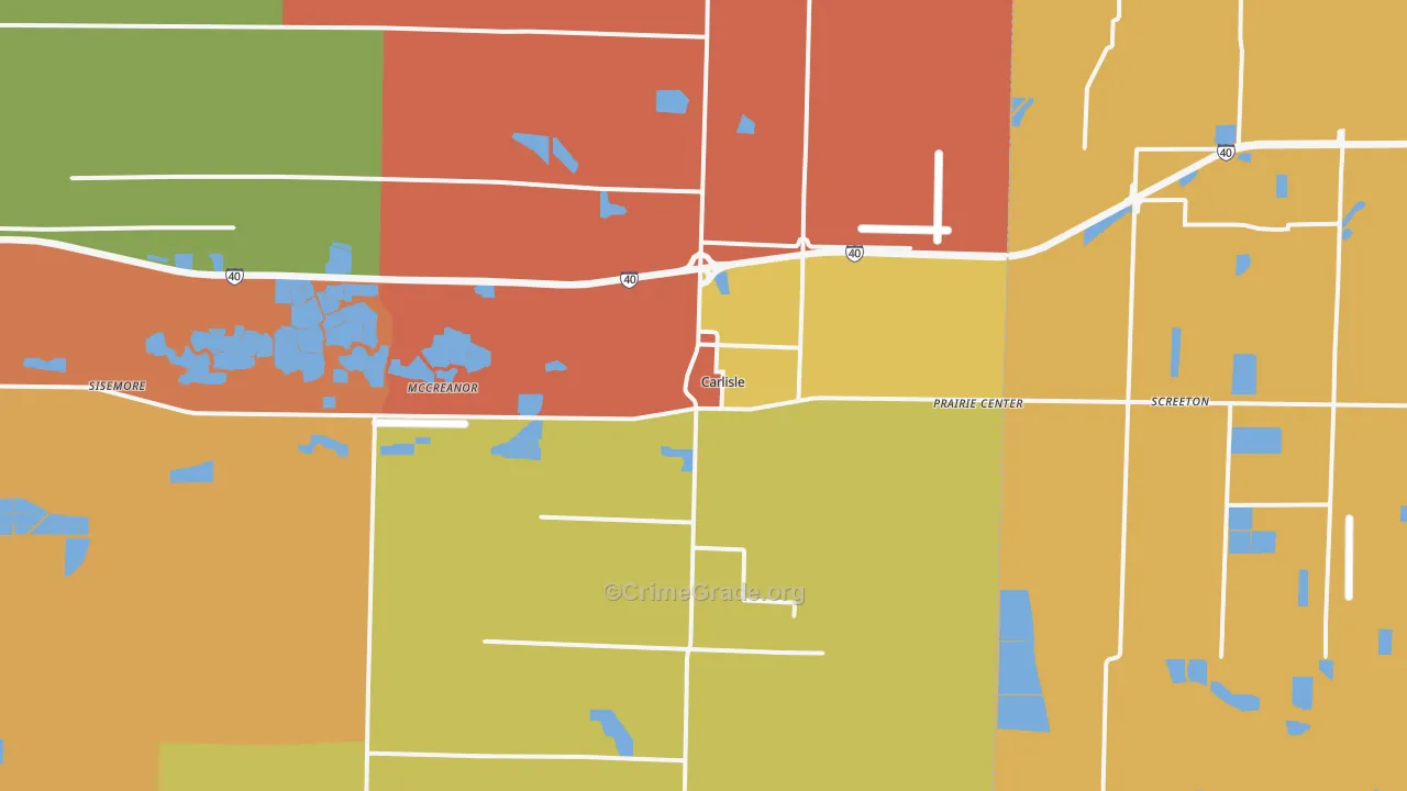 Carlisle, AR Map of Theft Rates