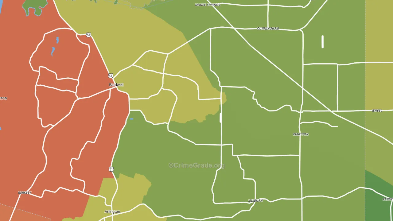 Carlisle County, KY Map of Theft Rates