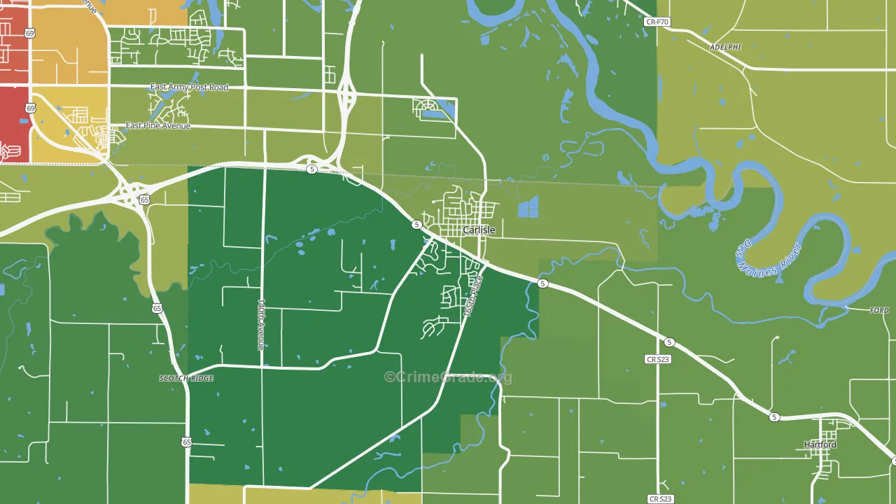 Carlisle, IA Map of Theft Rates