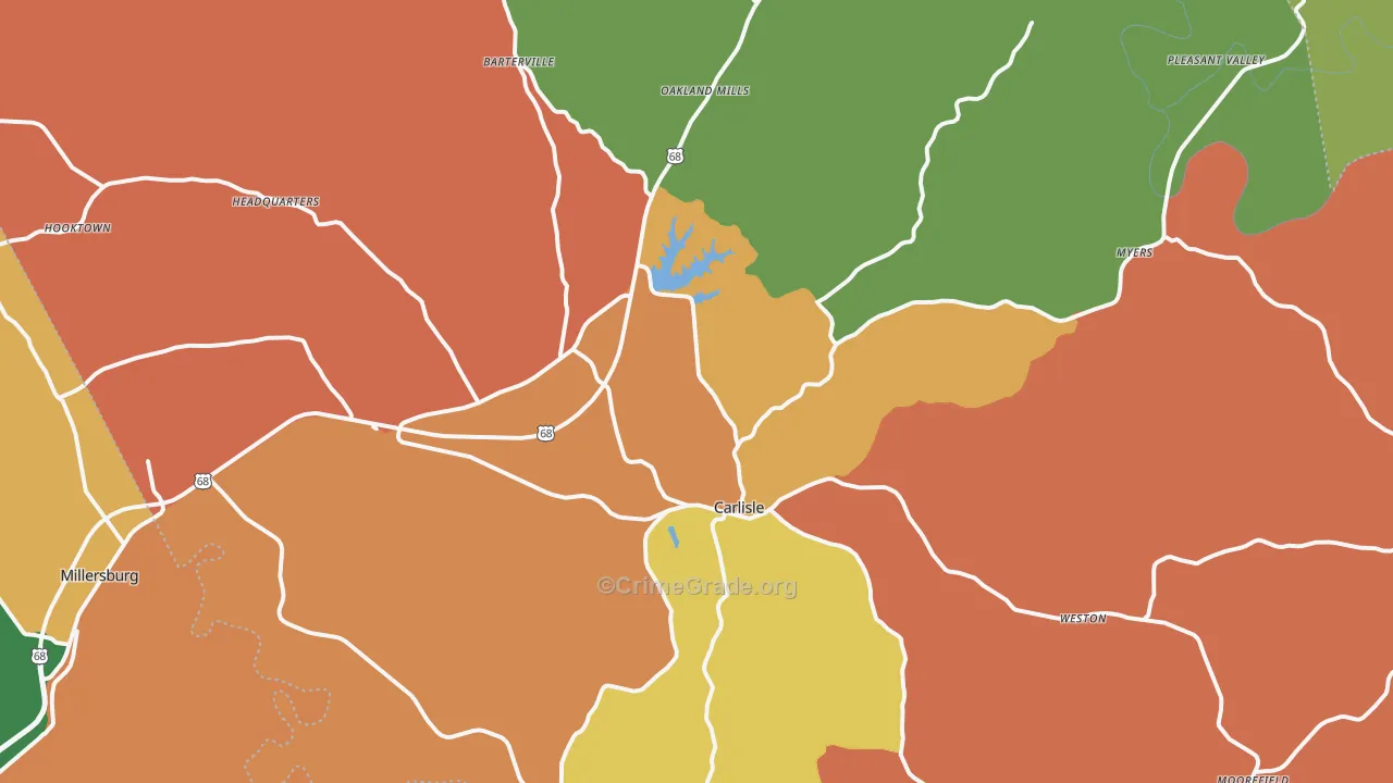 Carlisle, KY Map of Theft Rates